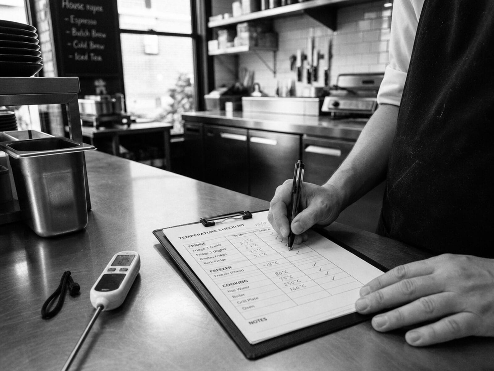 Commercial kitchen compliance check in progress in a Kent restaurant